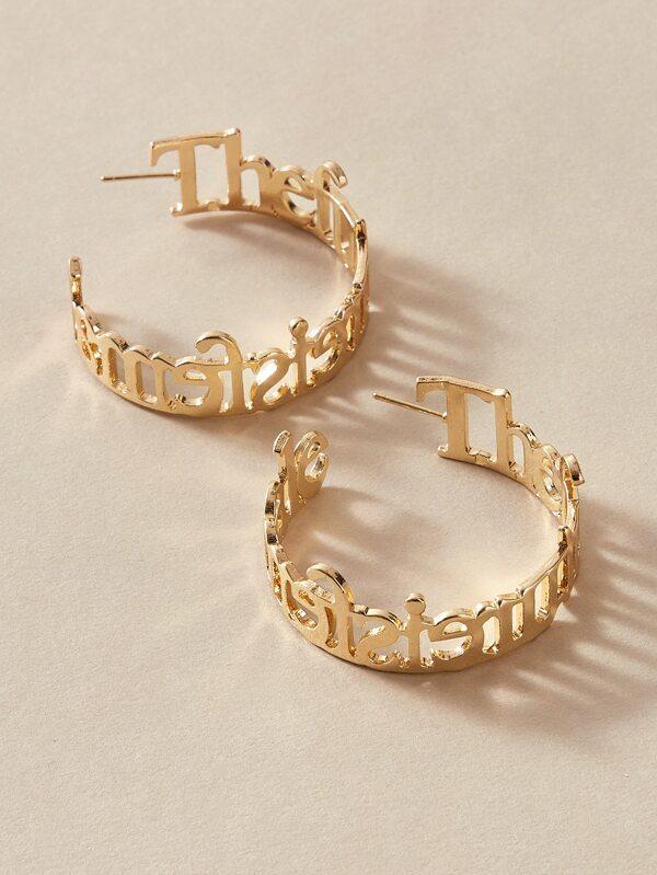 Mother's Day Gift Personalized Name Cuff Hoop Earrings Gifts for Her-Engravingift