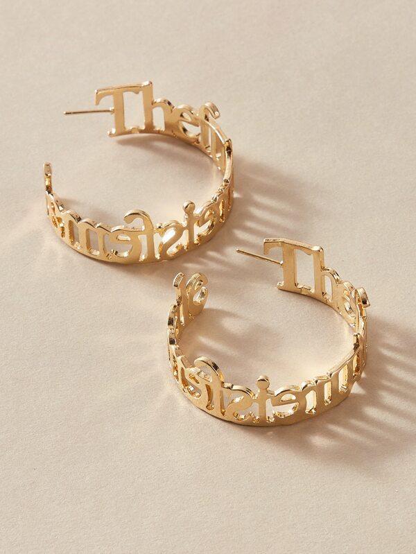 Mother's Day Gift Personalized Name Cuff Hoop Earrings Gifts for Her-Engravingift