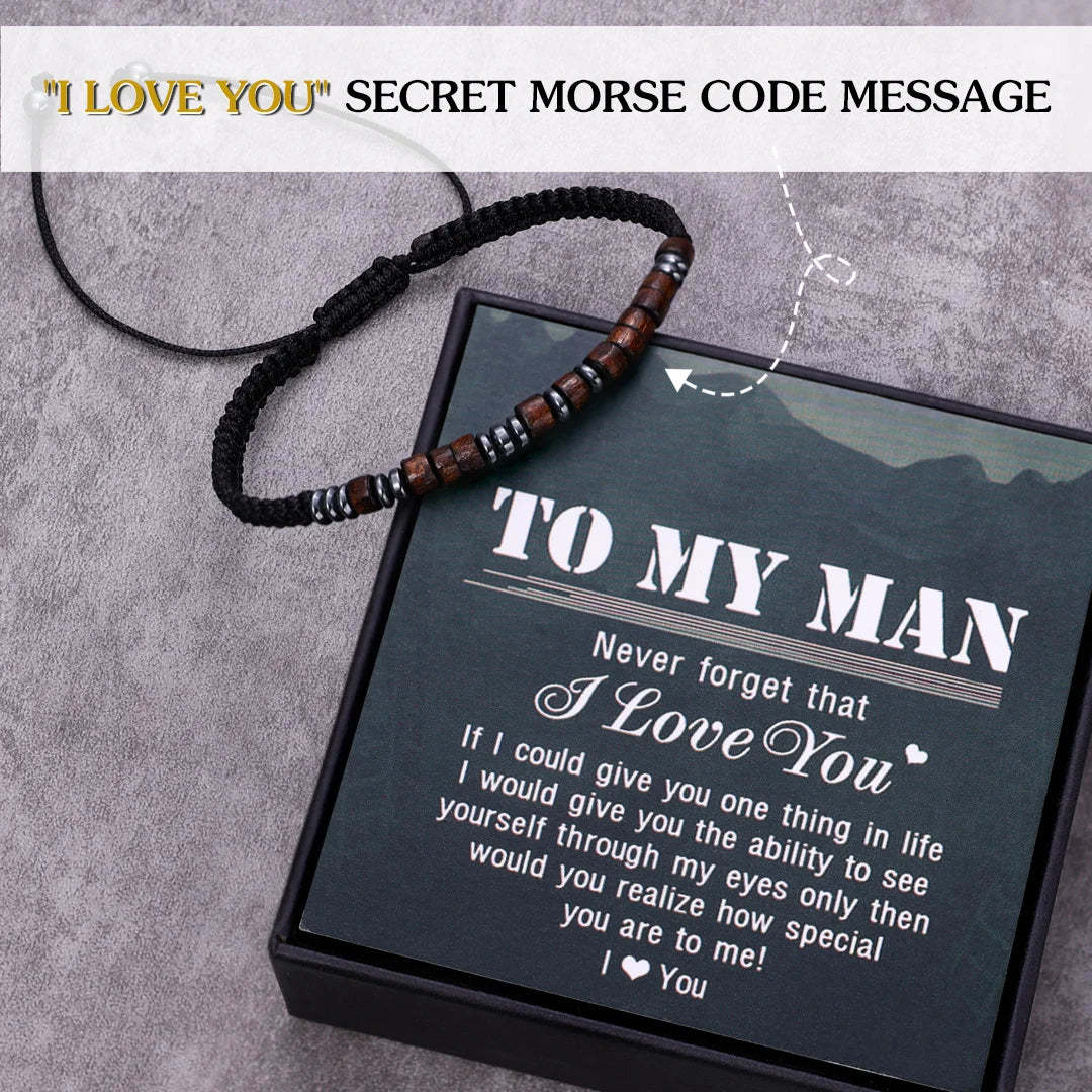 Father's Day Gift To My Man I Love You Morse Code Bracelet Hidden Message Bracelet Creative Gift For Father-Engravingift