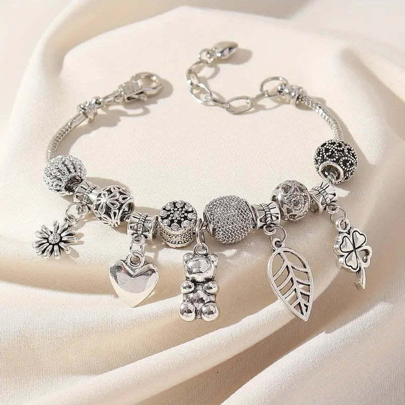 Mother's Day Sunflower & Love Heart Etc Shape Pendant Anklet Creative All-match Ankle Bracelet-Engravingift