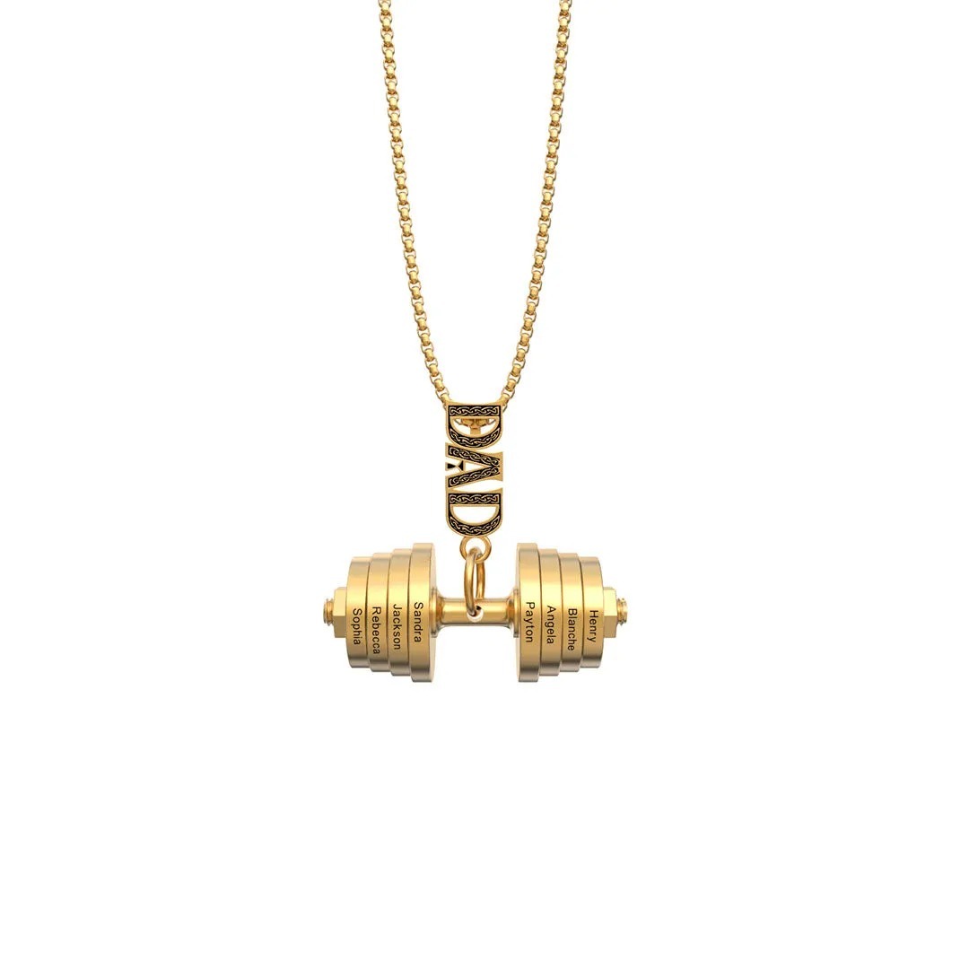 "You Be Fearless Be Strong" Custom Dumbbell Diamond Name Necklace