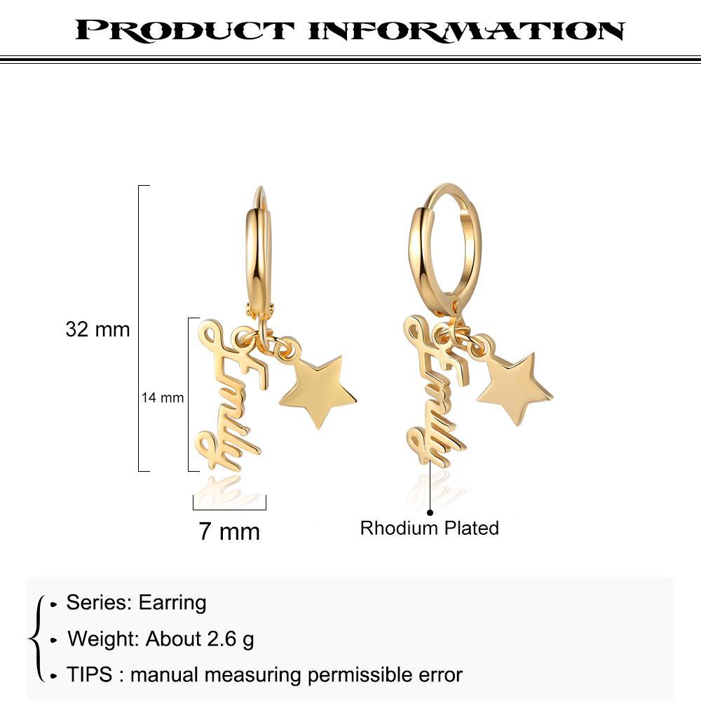 Mother's Day Gift Name Earrings with Star Pendant Personalized Gifts-Engravingift
