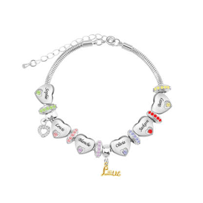 Christmas Gift Forever In A Mother's Heart Personalized Birthstone Bracelet