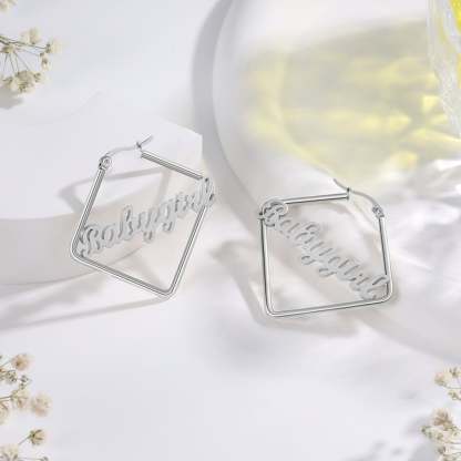 Personalized Classic Rhombus Name Earrings Customized Earrings for Her