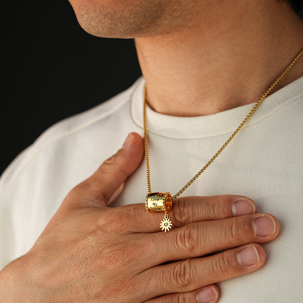  Personalized Dad Engraved Bead Necklace