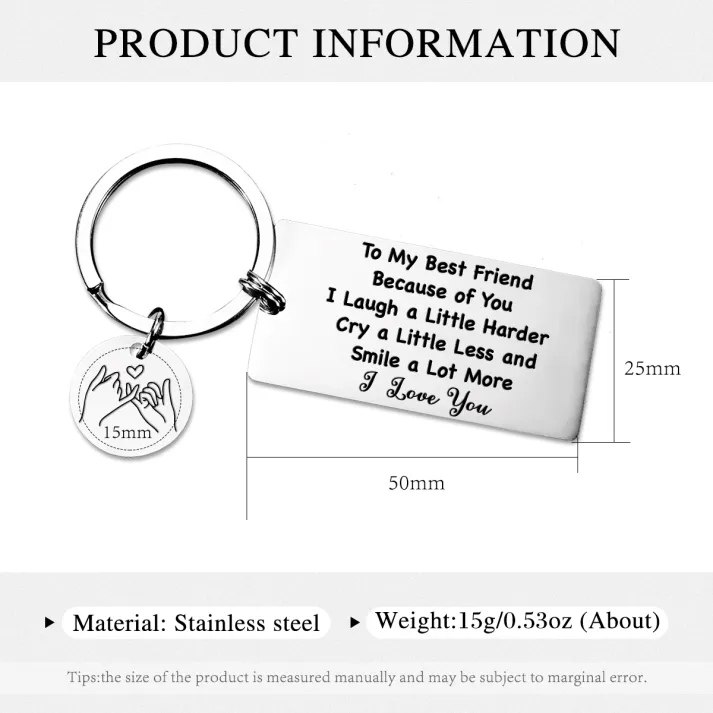 Pinky Swear Keychain For Sister/Bestie-Bescause of You I Laugh a Little Harder