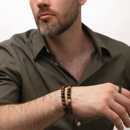 Father's Day Gift Personalized Tiger Eye Bracelet for Men