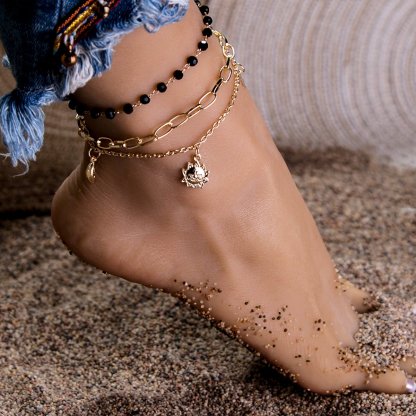 Cuba Chain Anklet Sun Moon Anklet Fashion Jewelry for Women-Engravingift