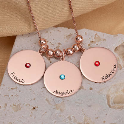 Christmas Gift Personalized Engravable Disc Charms Necklace Birthstone Necklace