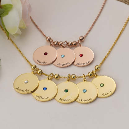 Christmas Gift Personalized Engravable Disc Charms Necklace Birthstone Necklace