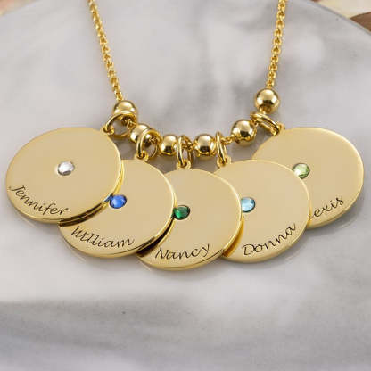 Christmas Gift Personalized Engravable Disc Charms Necklace Birthstone Necklace