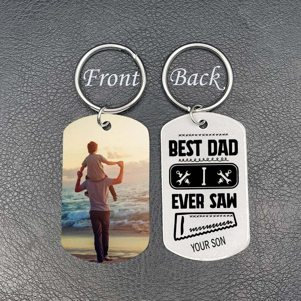 Christmas Gift Best Dad I Ever Saw Personalized Father Keychain-Engravingift