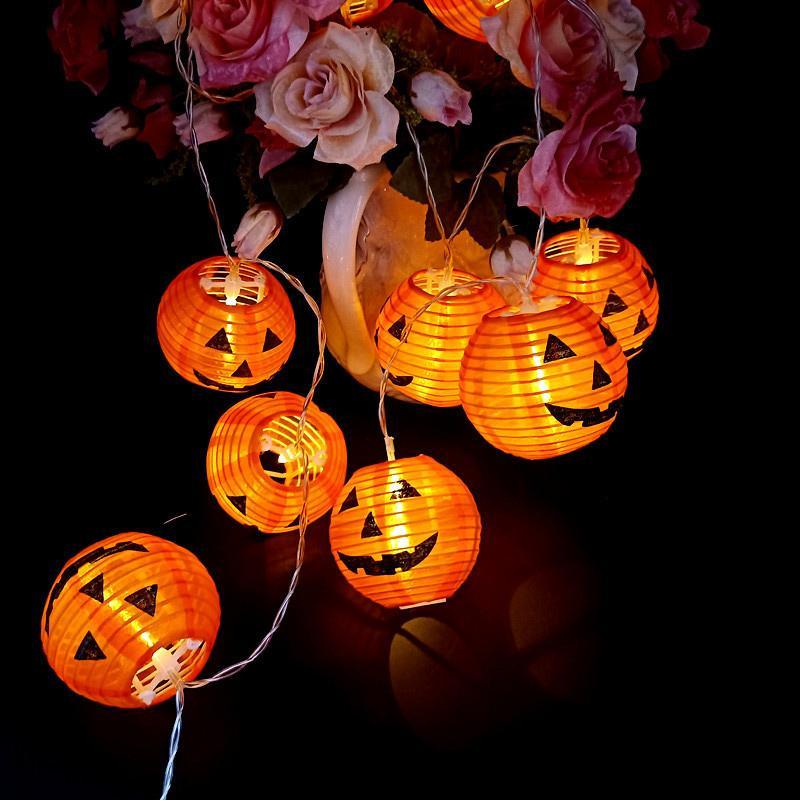 Halloween Pumpkin String Lights Foldable 3D Lanterns Battery Operated