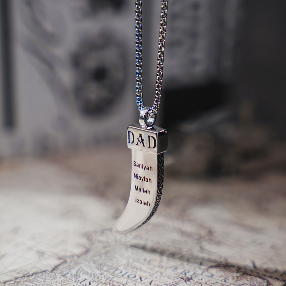 Personalized DAD Tusk Necklace, Custom Kids Names Jewelry