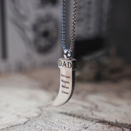 Personalized DAD Tusk Necklace, Custom Kids Names Jewelry