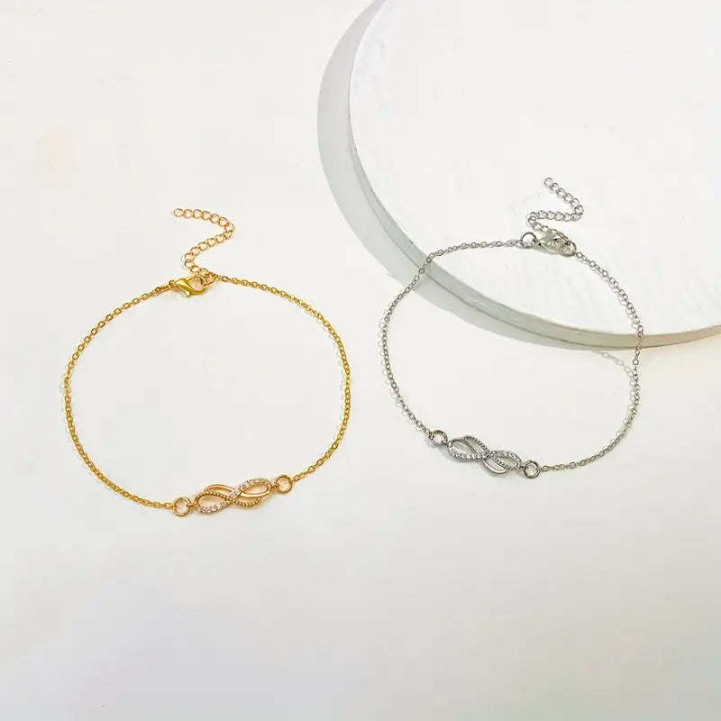 Mother's Day Infinity 8 Character Thin Chain Anklet Adjustable Summer Beach Foot Jewelry Decor Simple Style Ankle Bracelet-Engravingift