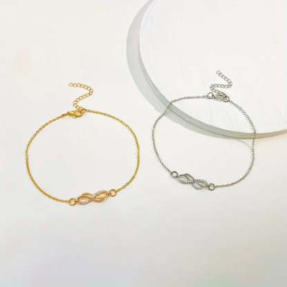 Mother's Day Infinity 8 Character Thin Chain Anklet Adjustable Summer Beach Foot Jewelry Decor Simple Style Ankle Bracelet-Engravingift