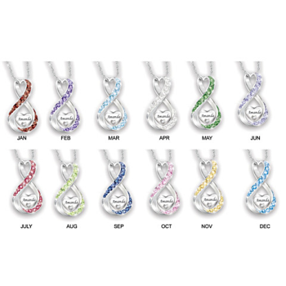 Granddaughter Name-Engraved Birthstone And Diamond Necklace