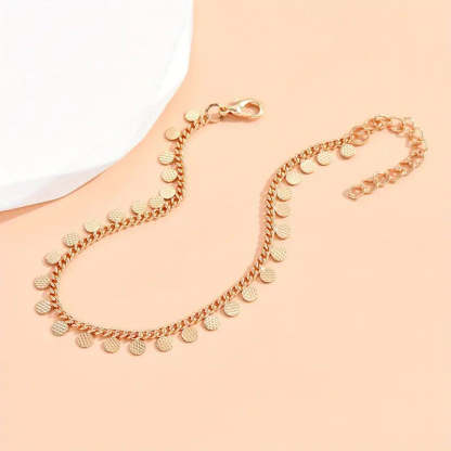 Mother's Day Round Shape Tassel Pendant Chain Anklet Vintage Style Alloy Ankle Bracelet For Women-Engravingift