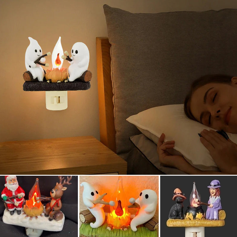 Halloween LED Flame Lamp with Realistic Flickering Campfire Effect