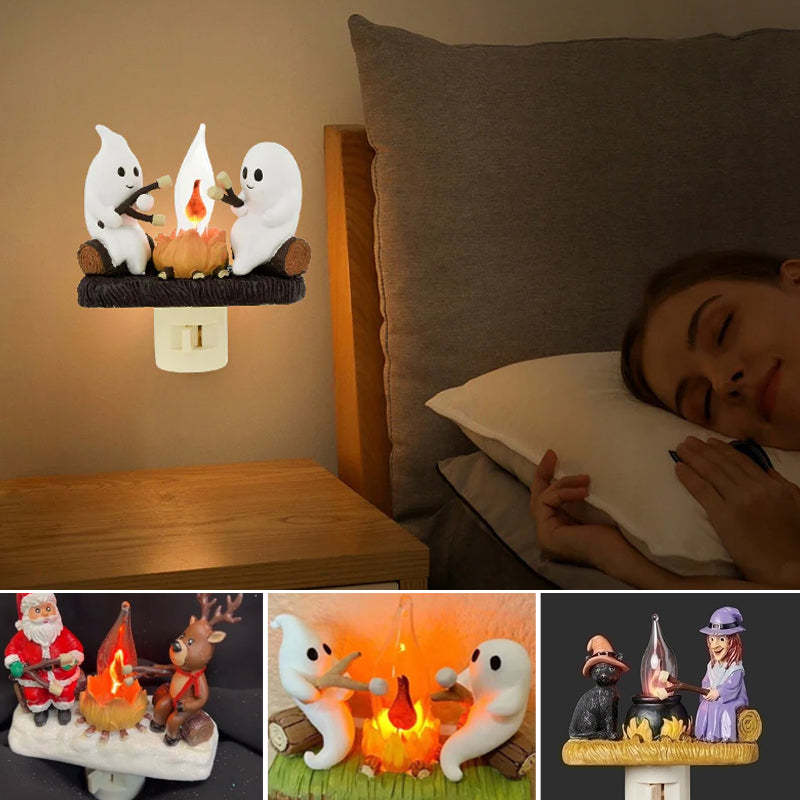 Halloween LED Flame Lamp with Realistic Flickering Campfire Effect