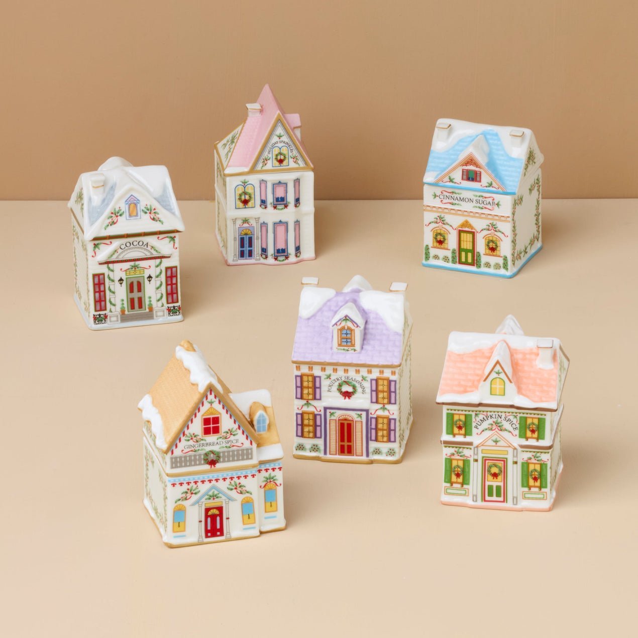 Christmas Gift Holiday Village Spice House Set — A Mini Christmas Wonderland for Your Kitchen!