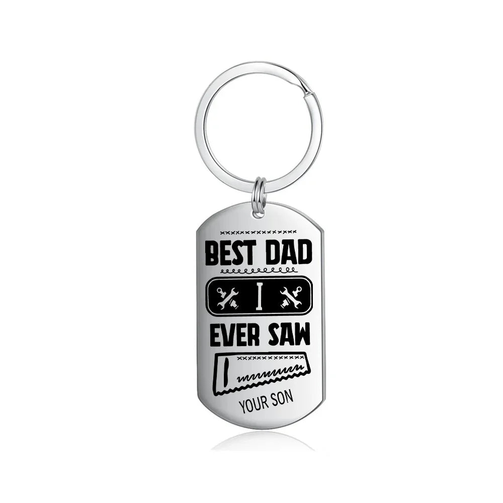 Christmas Gift Best Dad I Ever Saw Personalized Father Keychain-Engravingift