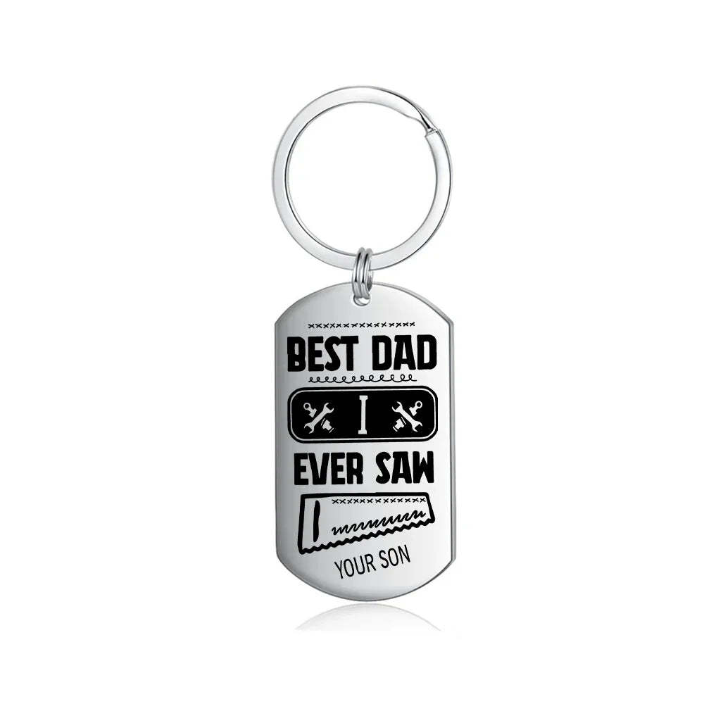 Christmas Gift Best Dad I Ever Saw Personalized Father Keychain-Engravingift