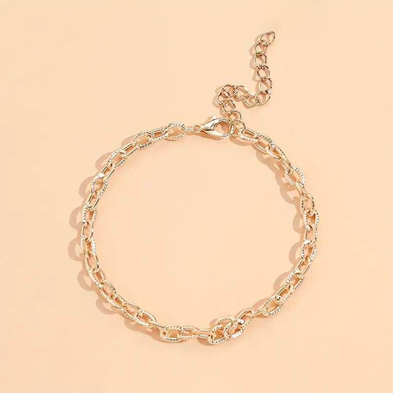 Mother's Day 5 Pcs Stackable Chain Anklet Set With Key Shape Tassel Pendant Inlaid Shiny Rhinestones-Engravingift