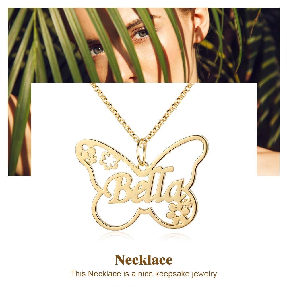 Mother's Day Gift Butterfly Name Necklace Personalized Name Necklaces-Engravingift