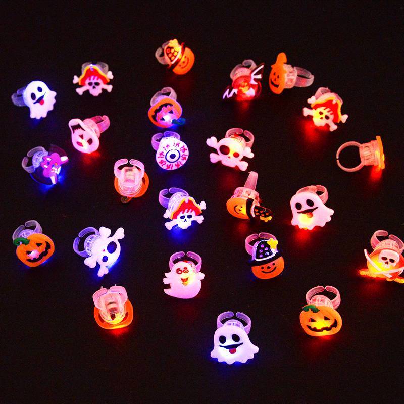 Halloween LED Glow Rings and Brooches Light-Up Costume Accessories
