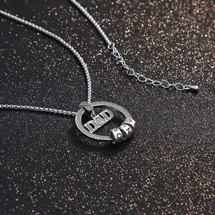 Father's Day Gift Personalized Circle Pendant with Custom Beads Birthstone Pendant Necklace
