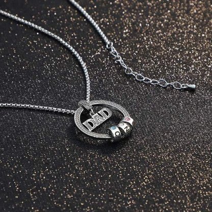 Father's Day Gift Personalized Circle Pendant with Custom Beads Birthstone Pendant Necklace