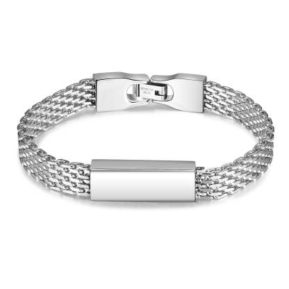 Christmas Gift Personalized Herringbone Bracelet Engraved Text for Men