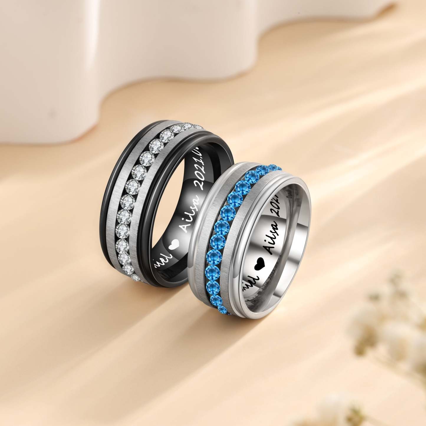 Mother's Day Gift  Couple Ring Personalized Love Message Matching Rings Gift for Couple Friends BBF-Engravingift