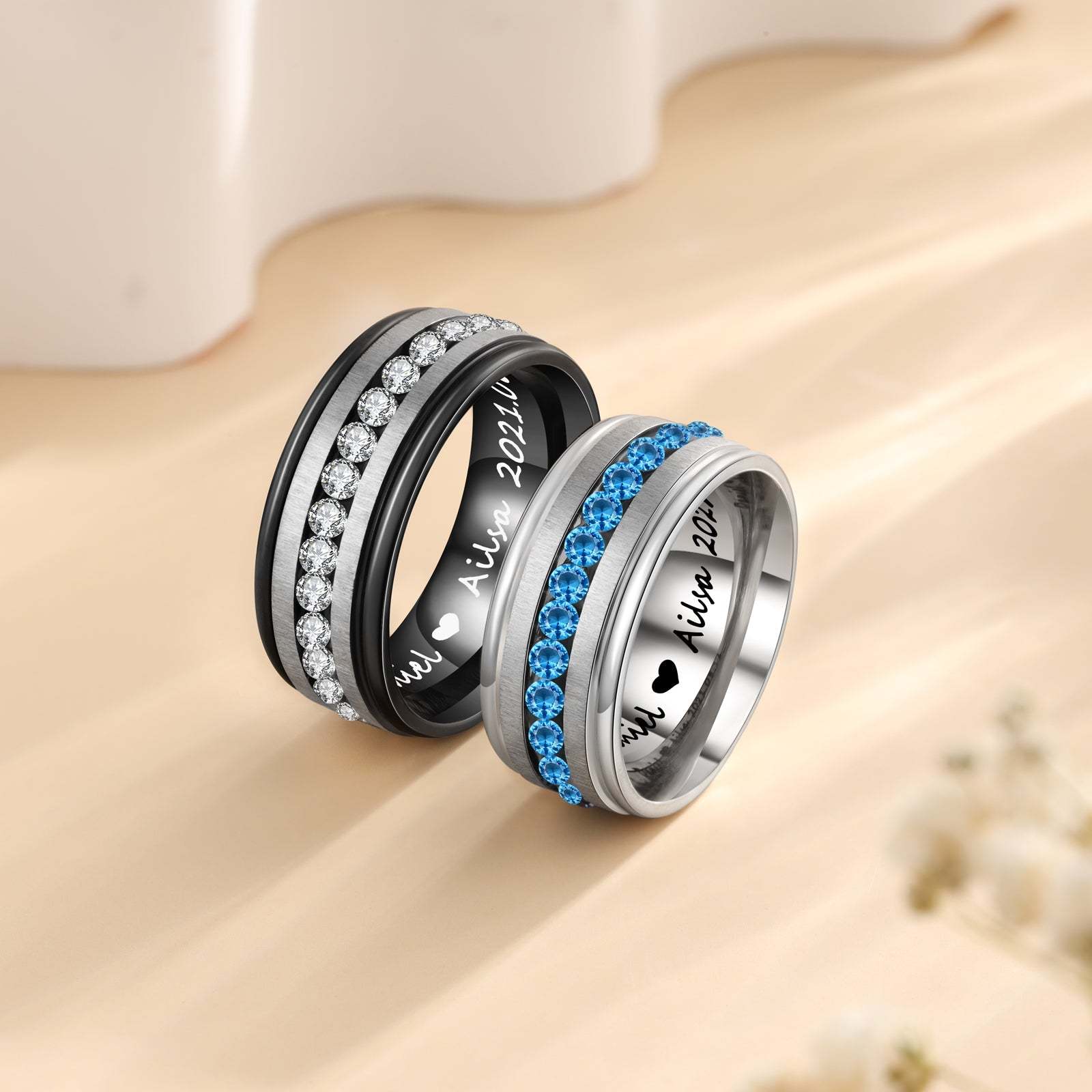 Mother's Day Gift  Couple Ring Personalized Love Message Matching Rings Gift for Couple Friends BBF-Engravingift