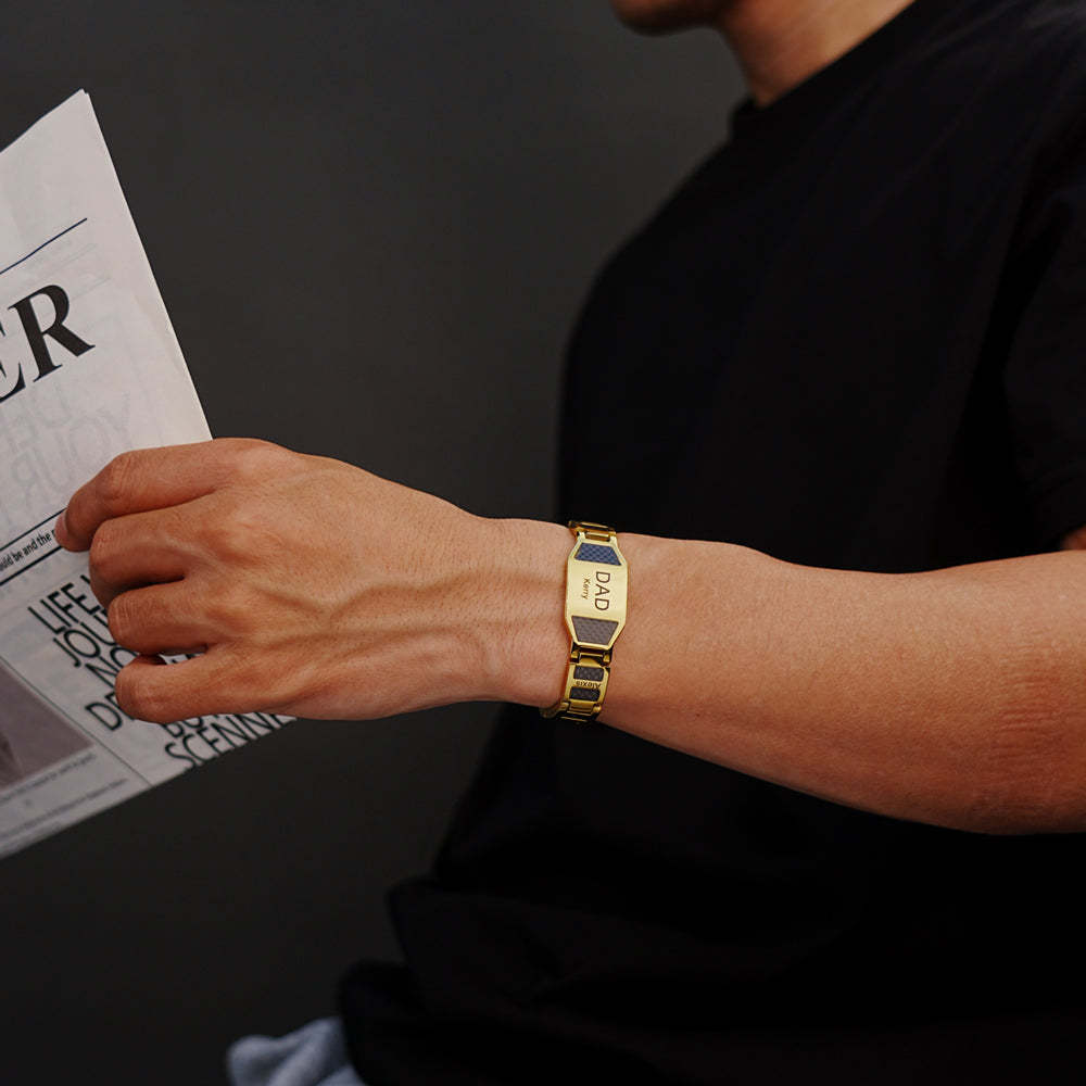 Father's Day Gift Personalized Men Magnetic Therapy Bracelet with Effective 4 Elements Stones