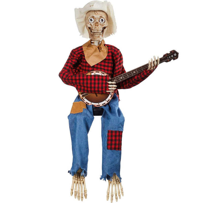 Animated Halloween Skeletons with Sound-Activated Dueling Banjo Music