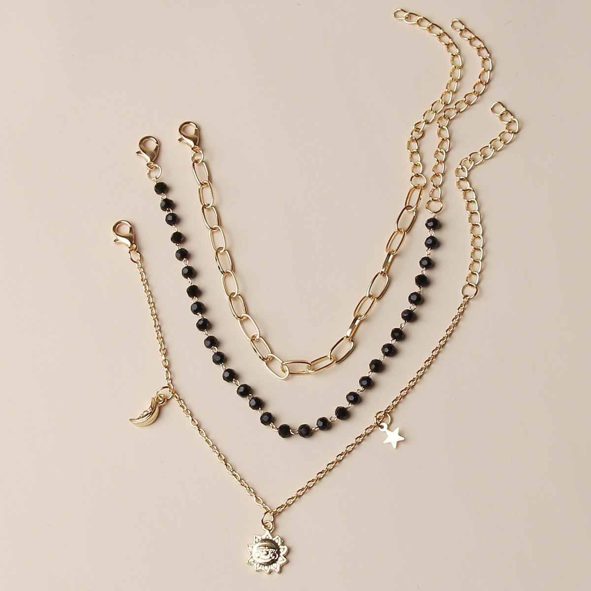 Cuba Chain Anklet Sun Moon Anklet Fashion Jewelry for Women-Engravingift