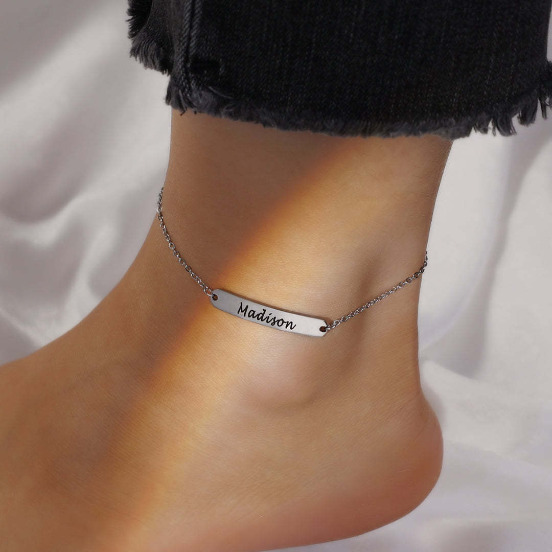 Personalized Name Anklet ID Bracelet Anklet for Women-Engravingift