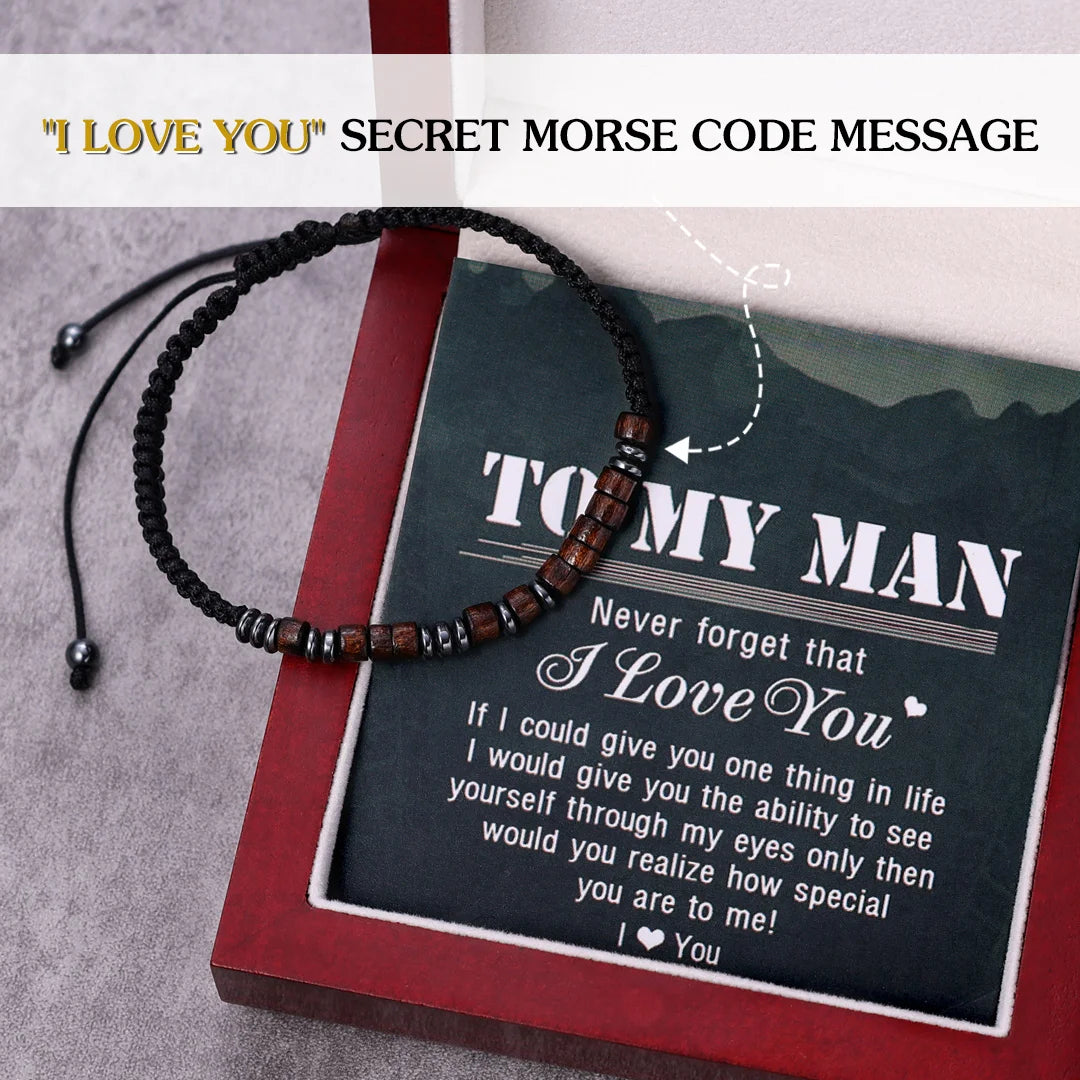 Father's Day Gift To My Man I Love You Morse Code Bracelet Hidden Message Bracelet Creative Gift For Father-Engravingift