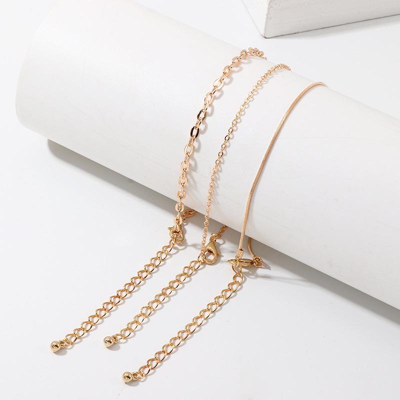 Mother's Day Gift Three Layers Anklets Bracelet Beach Anklet Set Chain Anklet-Engravingift