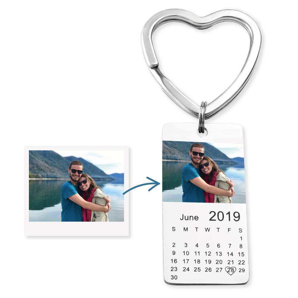 Father's Day Gift Personalized color photo calendar keychain love date gift-Engravingift