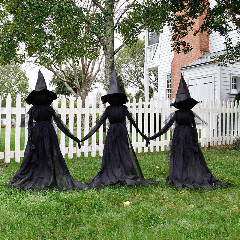 5ft Lighted Witch Stake Halloween Yard Decor with Flickering Glow