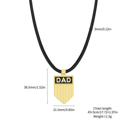 Father's Day Gift DAD Engraved Shield Pendant Necklace