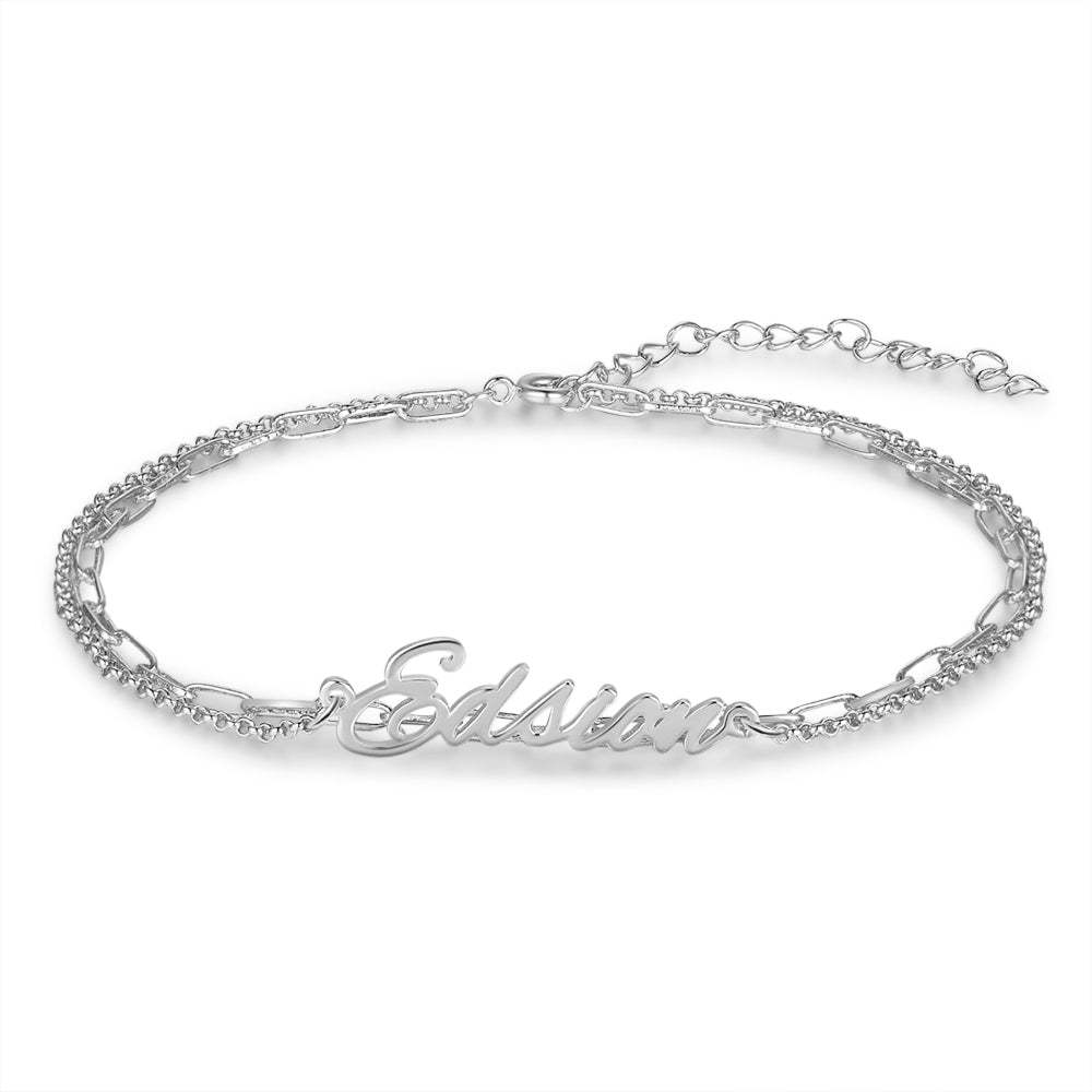 Mother's Day Gift Personalized Name Anklet Custom Double Chain Anklet for Women-Engravingift