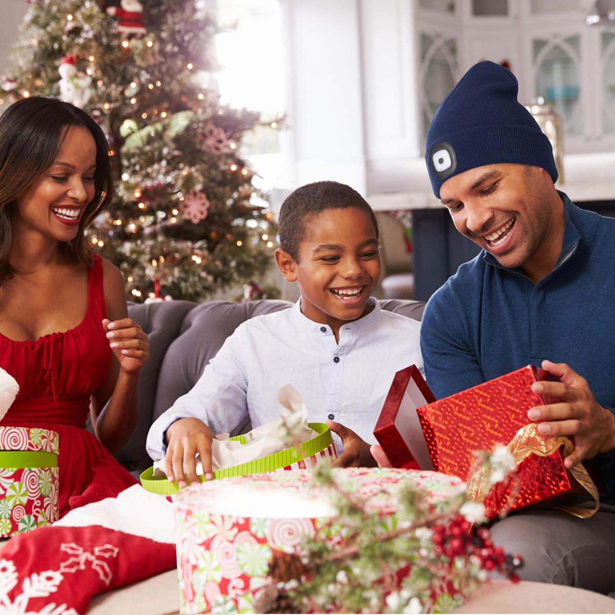 Rechargeable Winter LED Beanie Light - tree - Codlins