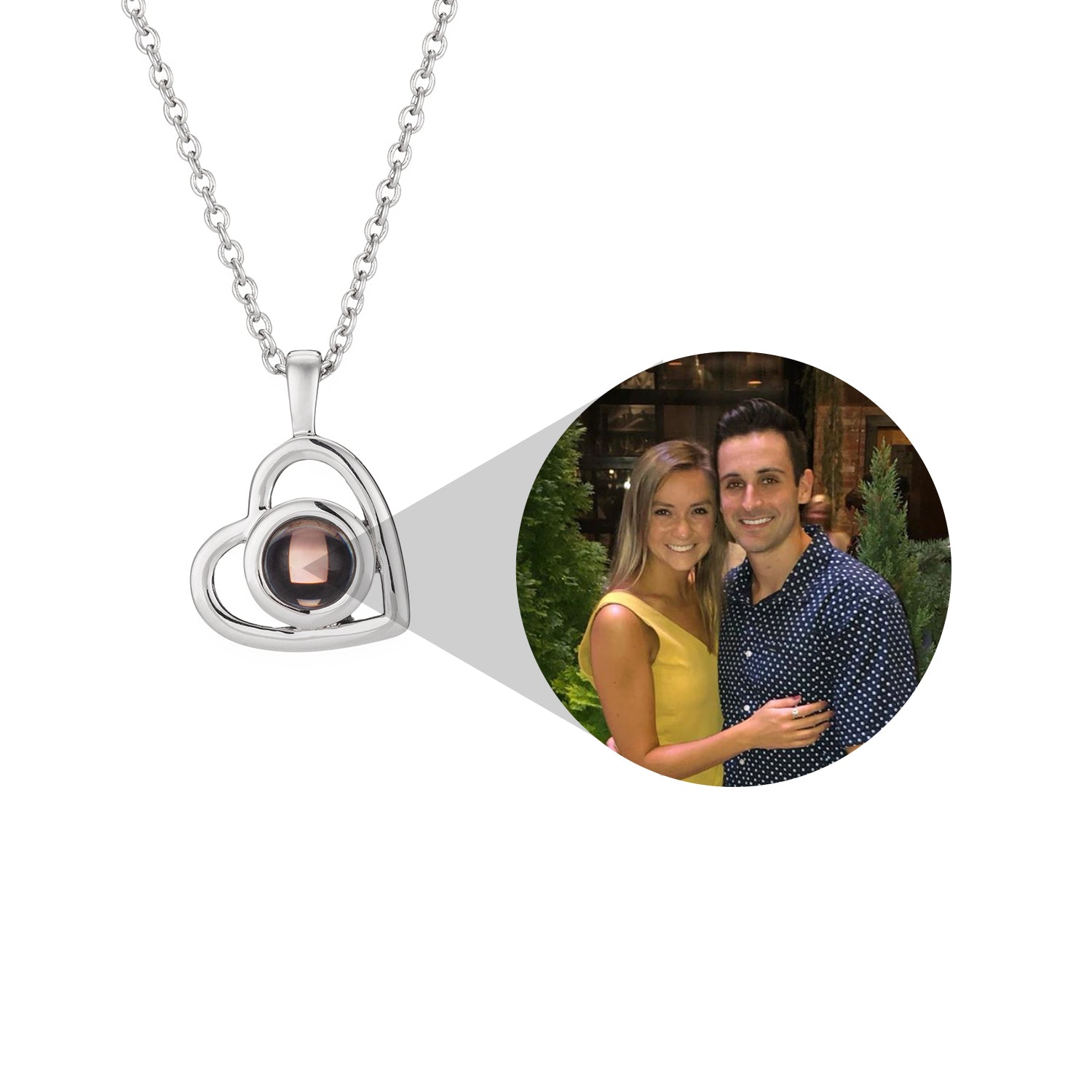 Personalized Heart Photo Projection Necklace – Hidden Picture Pendant Gift