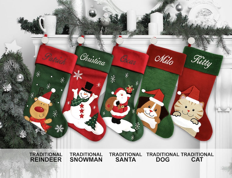 Personalised Christmas Stocking - Ballantines Font - Embroidered Name