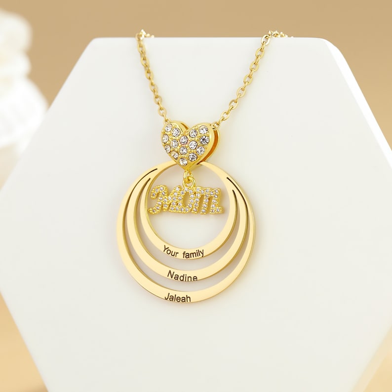Mother's Day Gift Personalized Family Stacked Circles Necklace Connect with Mom's Heart-Engravingift